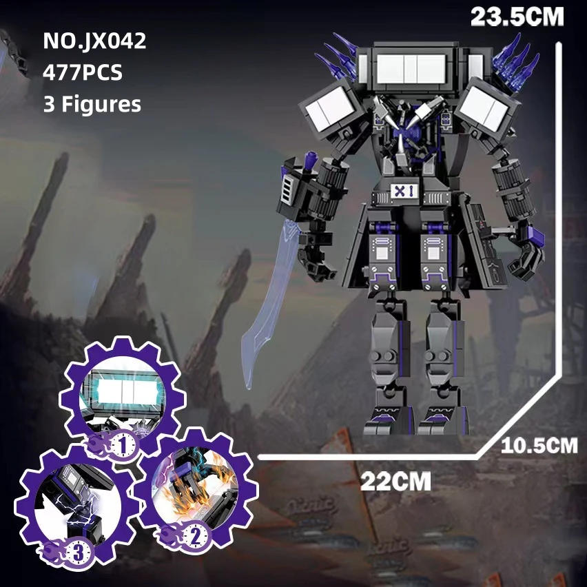 MOC Dark TV Man Plus skibidi toaletný muž stavebné bloky Hračky Titan Clock Man Female Model Diy Darčekové hračky pre deti deti