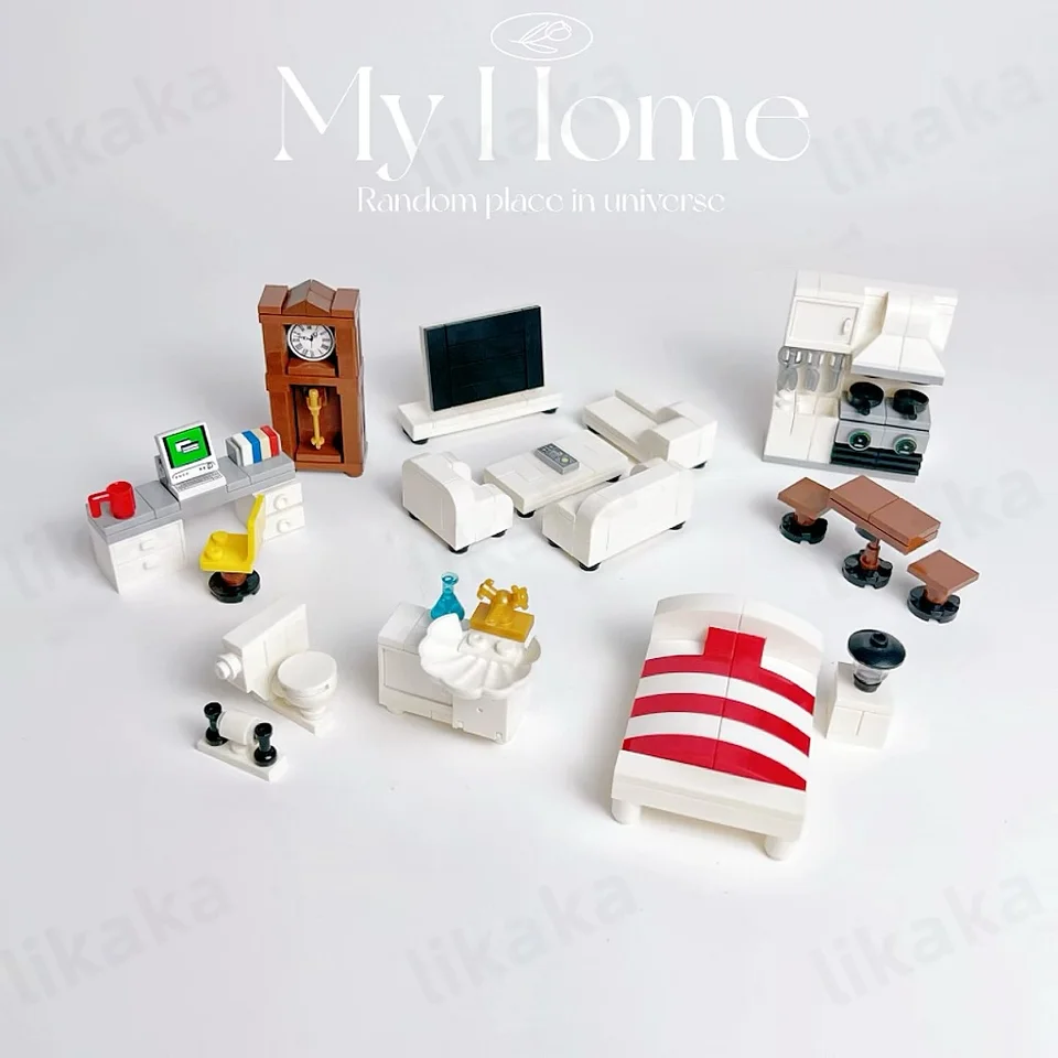 MOC House Furniture Blocks Kompatibilné mestské kuchynské spálne stavebné bloky Sada detských hračiek hračky posteľ pohovky pre deti darčeky pre deti
