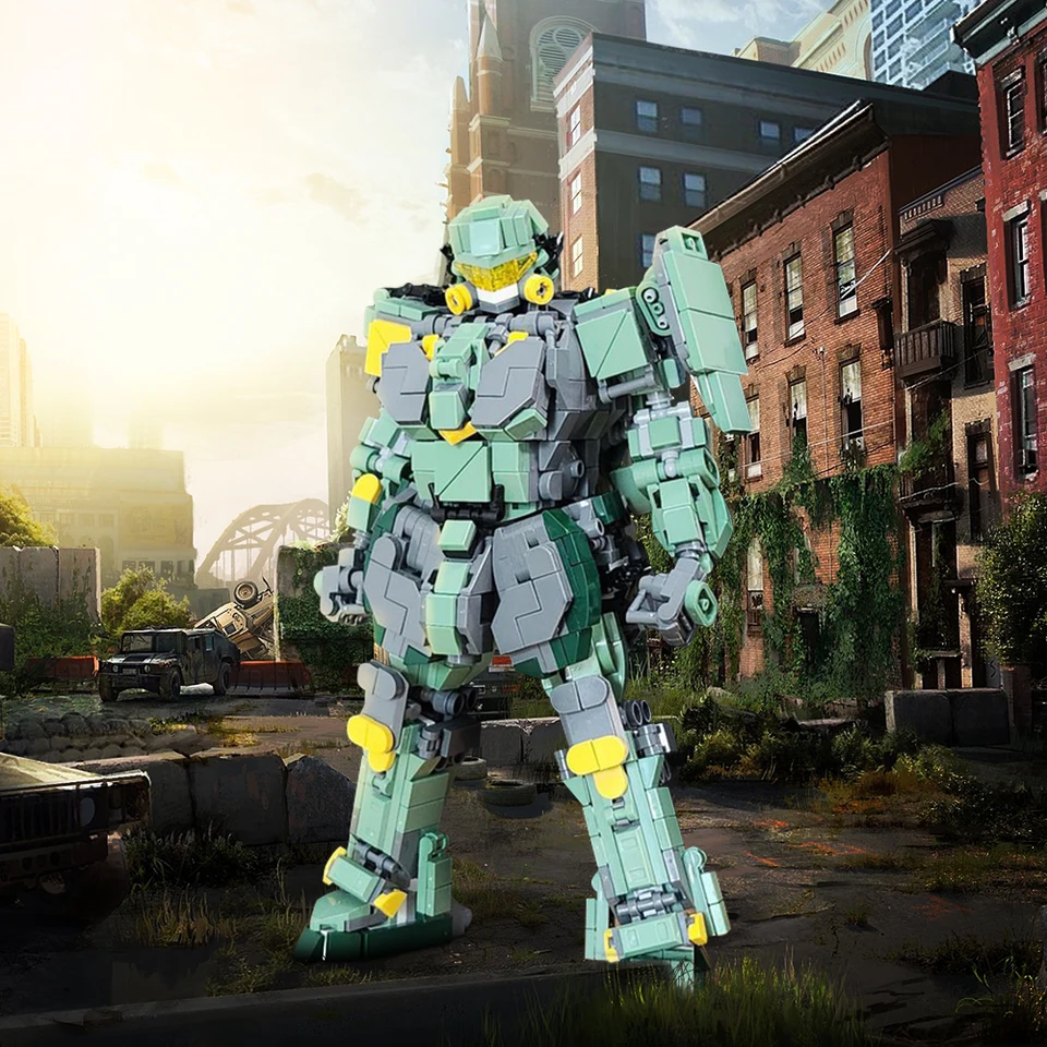 MOC Mech Verzia zeleného typu 2 Robot Bricks Green Mech Robot Building Blocks Flexibilné rotácie kĺbové hračky Darček