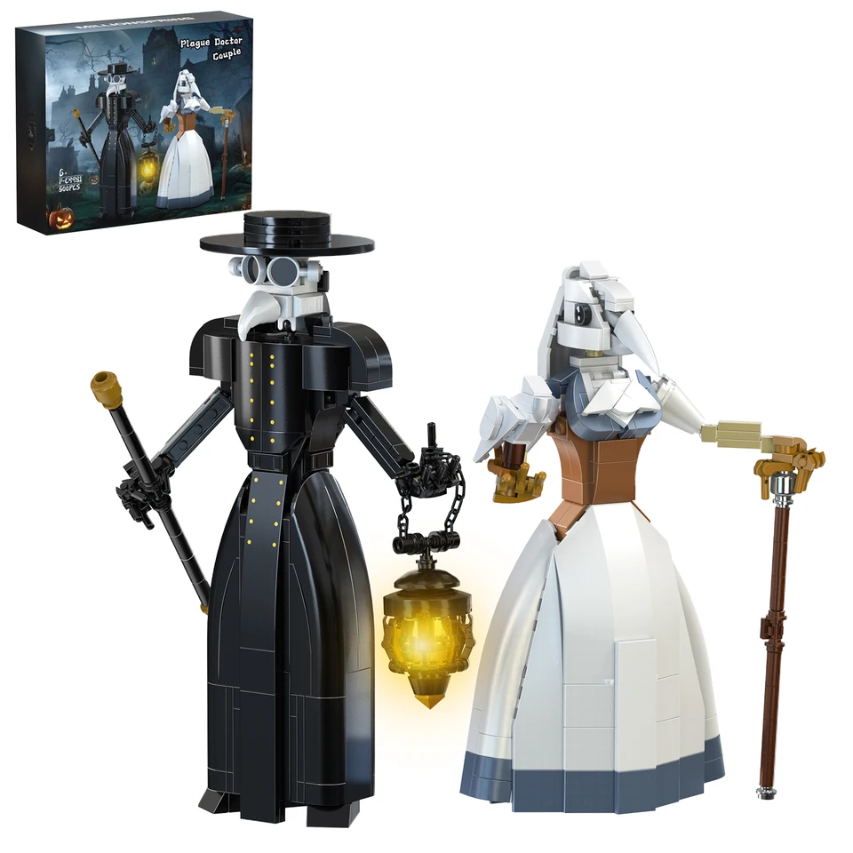 MOC morí lekári páry stavebné bloky sada Halloween vták podobná zobáku Maska Doktorka tehly Model hračky pre detské darčeky