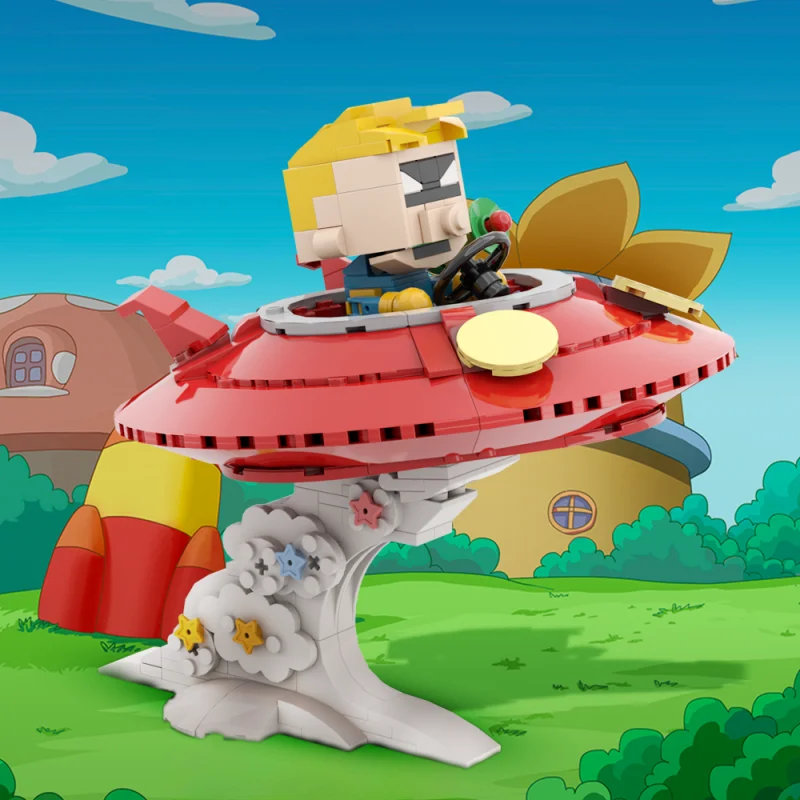 MOC Moveble Spaceman SPIFF Model Building Blocks Blocks Tiger Tiger Space loď Zhromaždená tehlová hračka DIY Creative Kids Birthday Gift