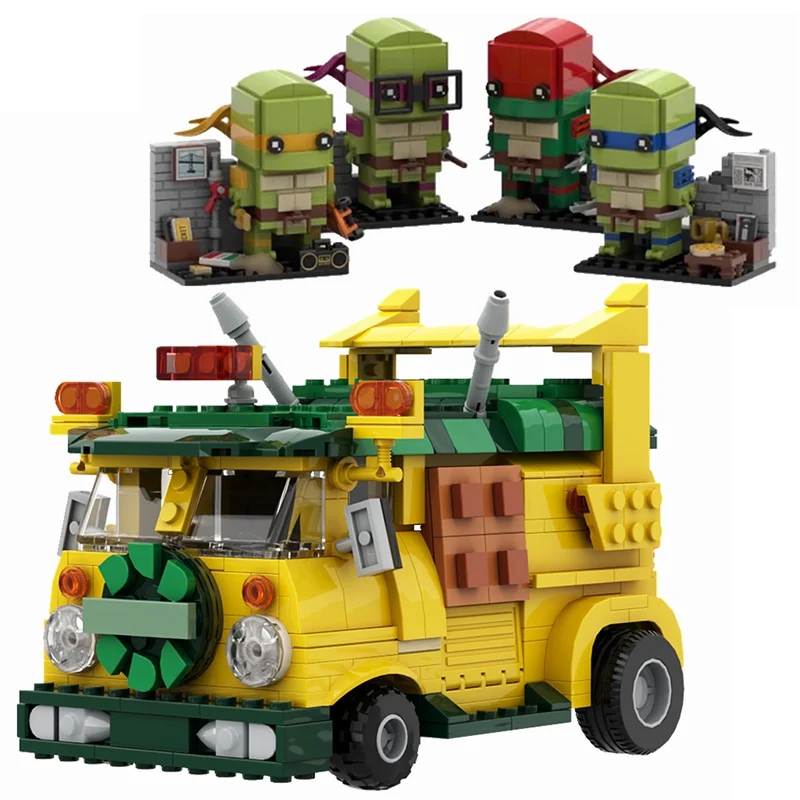 MOC Movie Party Van Car a Turtle Brickheadz Figures Set Staveb Blocks Hračky pre deti pre deti