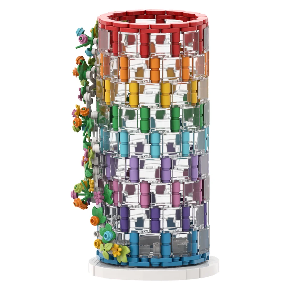 MOC Rainbow Vase Building Blocks Model Room Ozduku kvetinové vázy dievčenské dekorácie DIY tehly Zostavujú hračky pre deti narodeniny darčeky