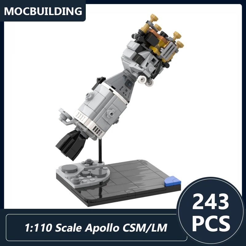 MOC stavebné bloky 1: 110 mierka Apollo CSM/LM Model DIY Zostavujú tehly vesmírne vzdelávacie zbierka Kreatívne zobrazovacie hračky Darčeky