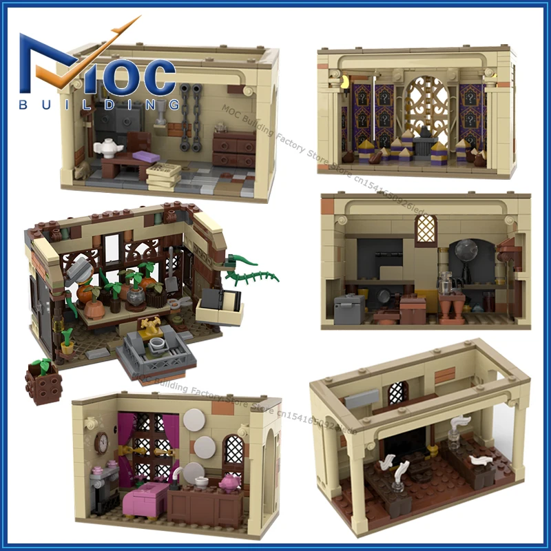 MOC stavebné bloky klasické filmové série Modulárna scéna Office Office Common Room Castle Model hračky DIY Zostavujú tehly vianočné darčeky