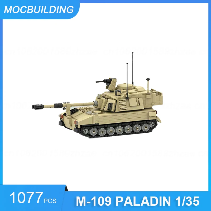 MOC stavebné bloky M-109 Paladin 1/35 Tank Model DIY Zostavujú tehly Vojenské vzdelávacie kreatívne hračky Darčeky 1077ks