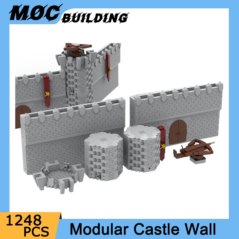 MOC stavebné bloky stredoveké mesto Modulárna hradná veža Wall Gate Fortress Model tehly