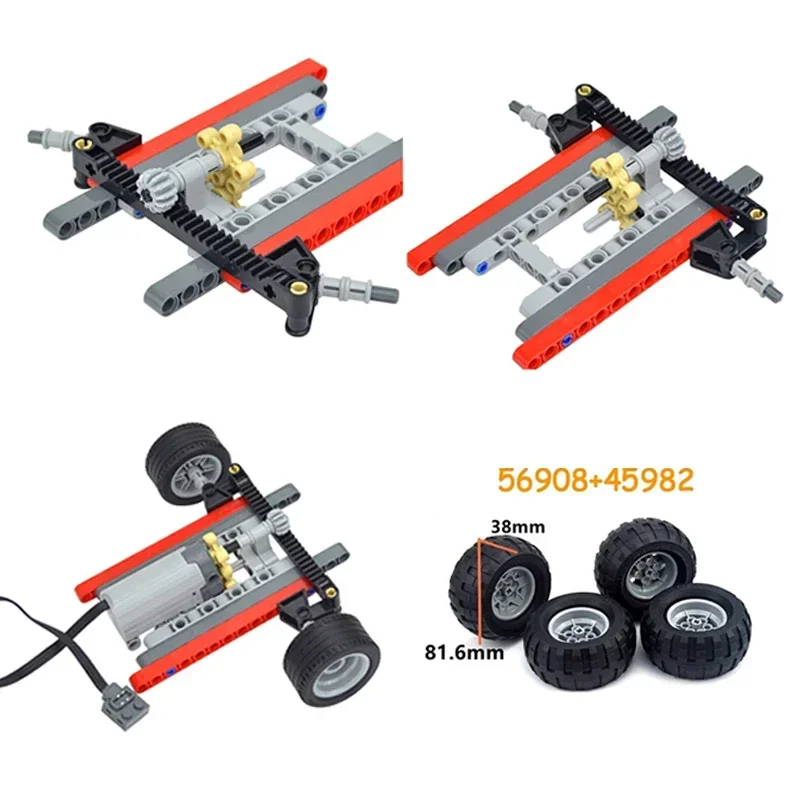 MOC stavebné bloky Technické auto predné zavesenie riadenia systémov súpravy DIY tehly automobil PF servo motorové pneumatiky Leduo