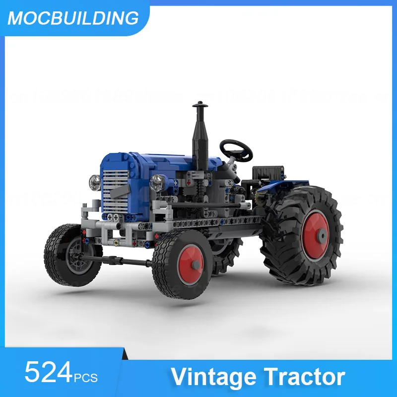 MOC stavebné bloky Vintage Tractor Model DIY Zostavujú tehly Truck Transport Creative Collection Hračky vianočné darčeky 524ks