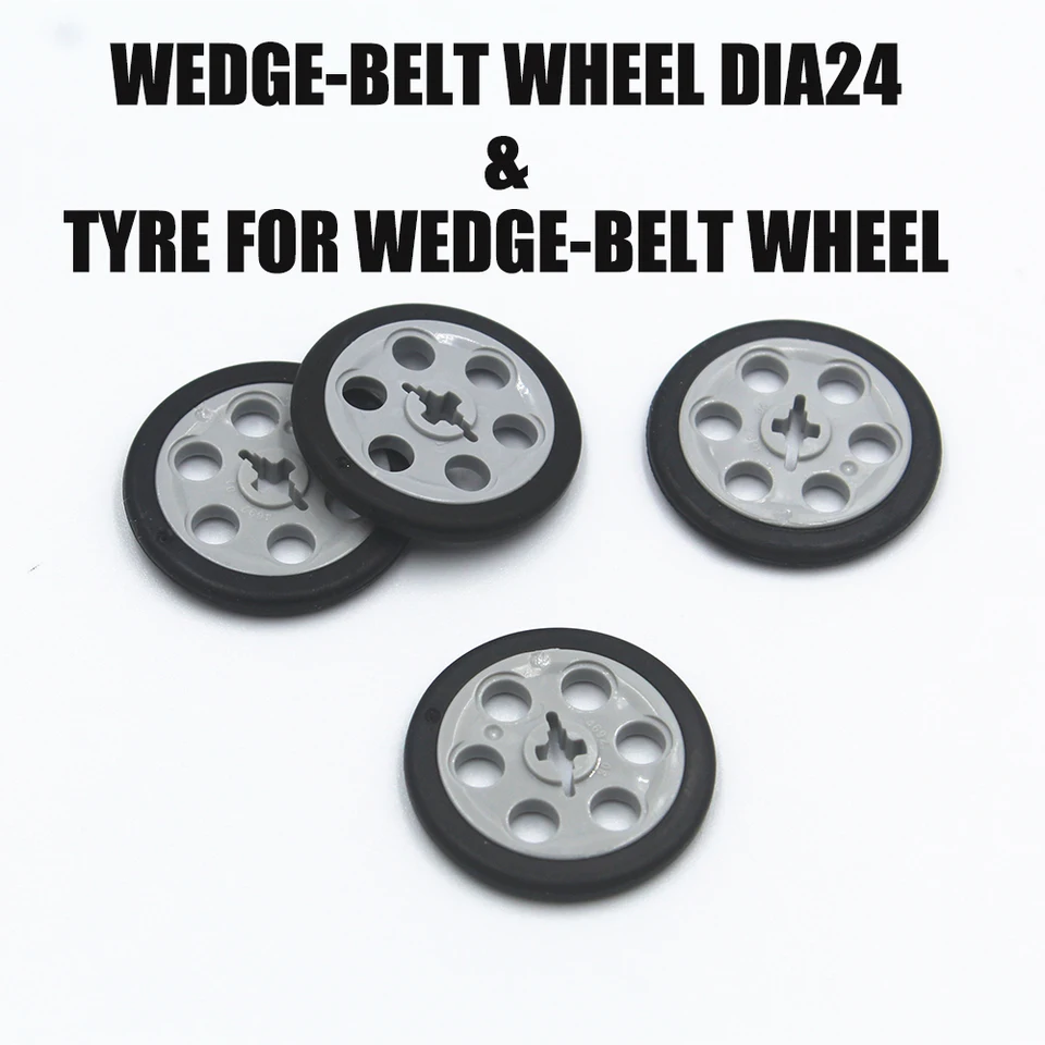 MOC Technické diely 4ks Wedge Belt Wheel 24 mm Vzdelávací stavebný blok pre deti Kompatibilné s LEGO 4185 70162 2815