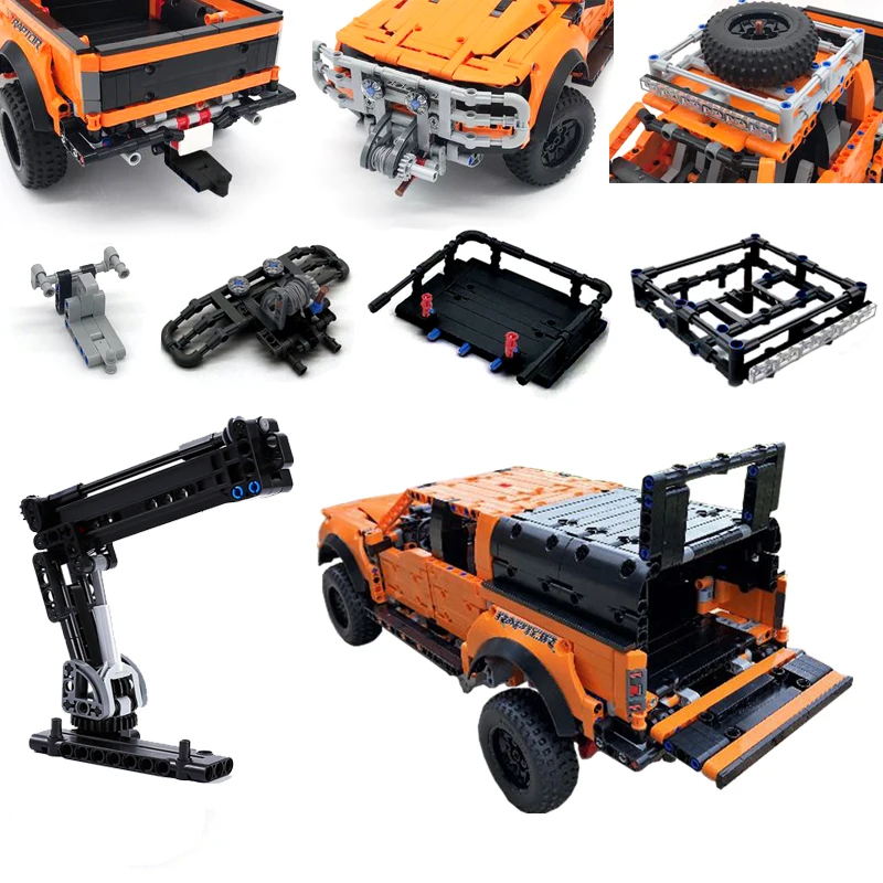 MOC Trailer Hitch Crene Platform Cover Modified Fit for Pickups F-150 Raptor 42126 Tehly Sada automobilových blokov DIY Hračky Darčeky