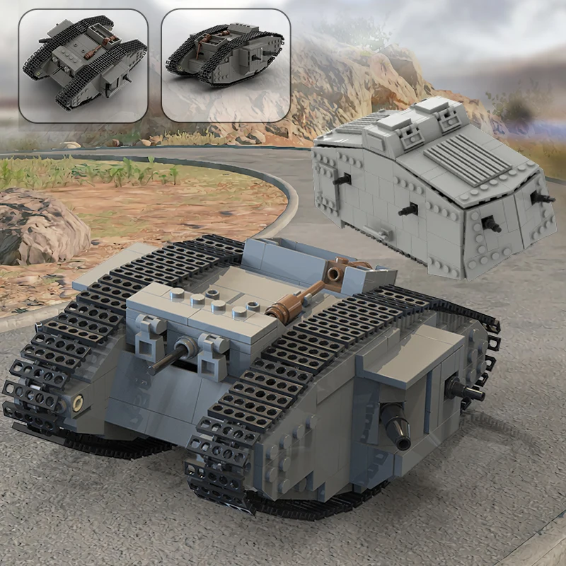 MOC WW1 Nemecko Vojenské A7V bojové tankové stavebné bloky Sada Mark IV Muž a čierny ťažký tank vojnové vozidlá tehly Darček