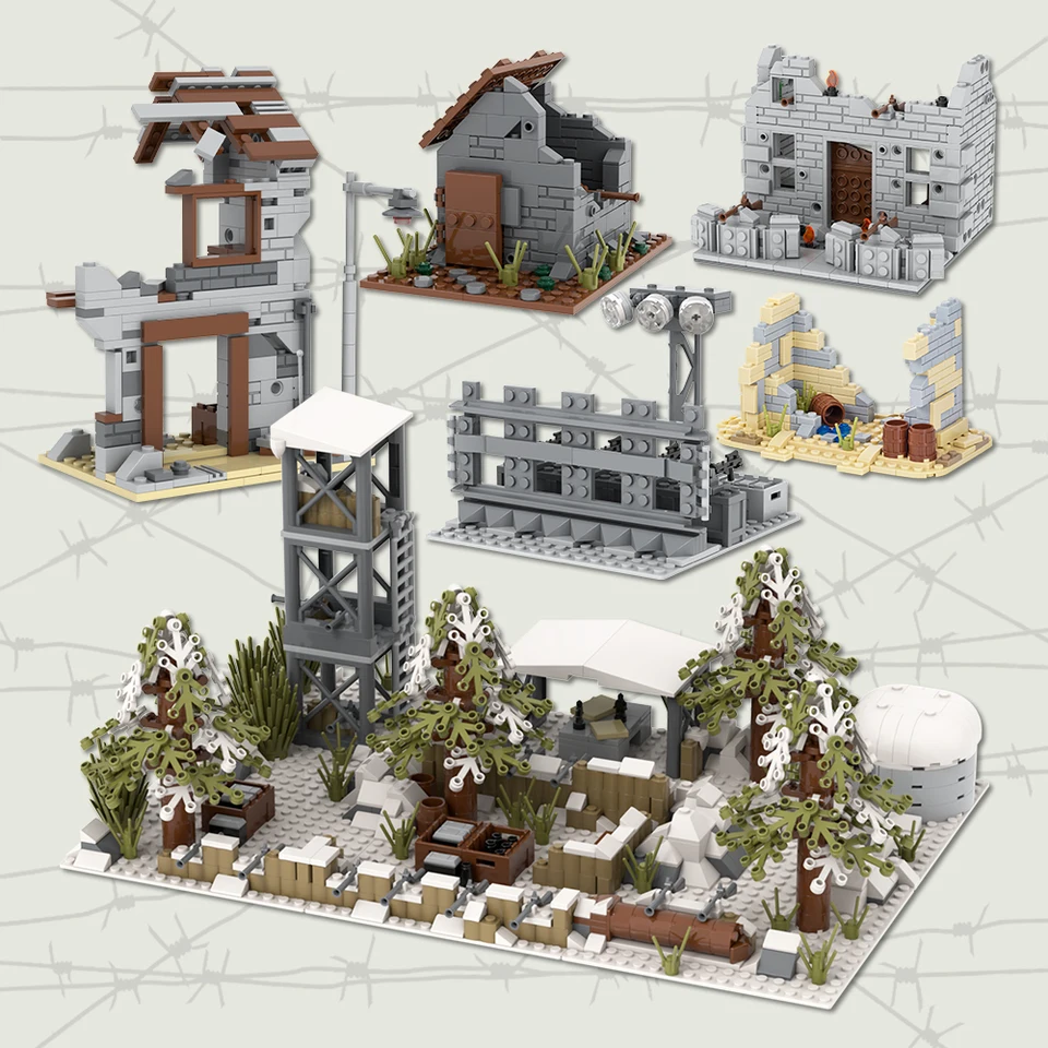 MOC WW2 Battlefield Brick Brick Military Inštalačná zbraň Kompatibilné s postavením Blokovanie hračiek pre deti pre deti