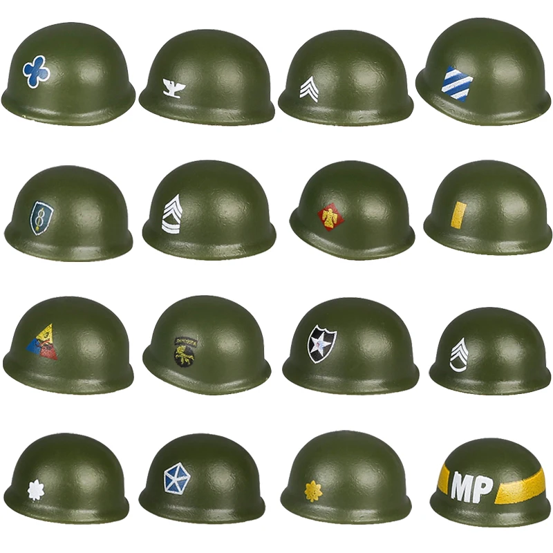 MOC WW2 Vojenské stavebné bloky Navy Air Force Infant Seržant Poručík Plukovník Rank Helmet Tactical Accessories Bricks Hray