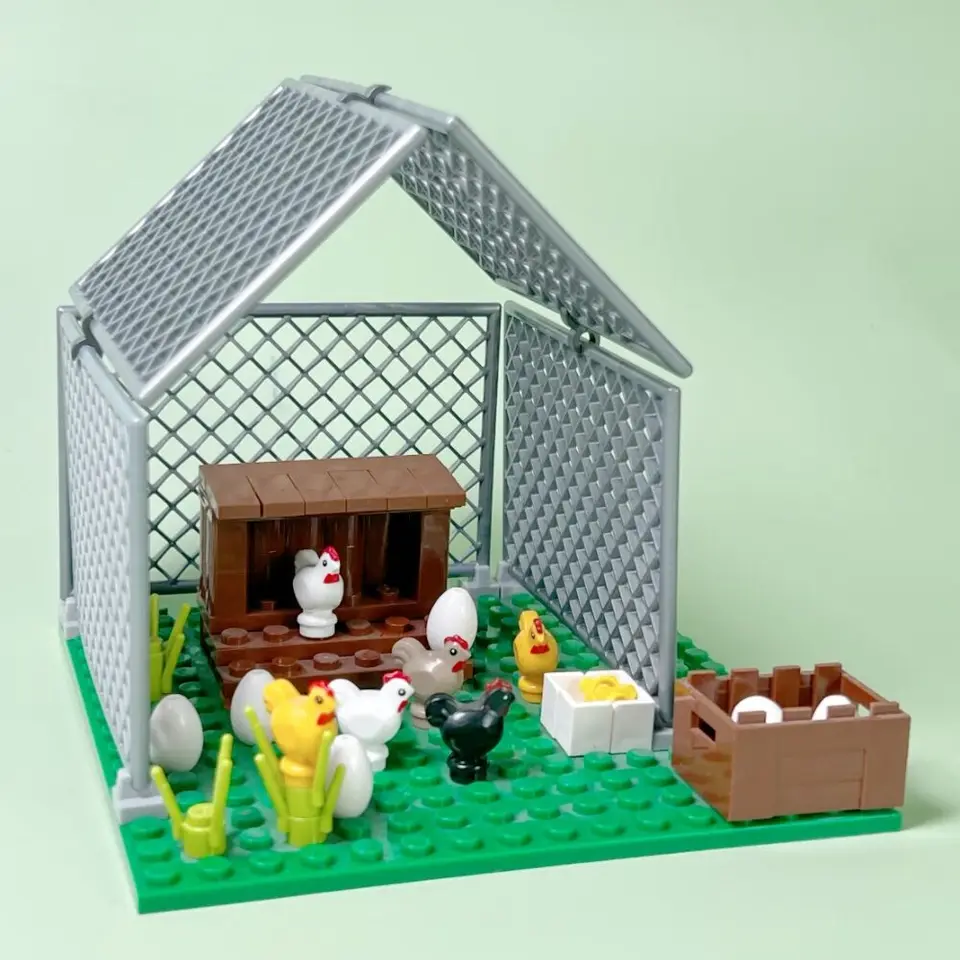 MOC Zvieratá stavebné bloky City Farm Chicken Coop Hen House Blocks DIY Hračky pre deti Dievčatá Dievčatá narodeniny Darčeky pre deti Hračky