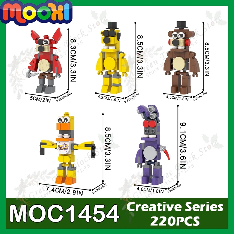 MOC1454 220ks Hororové hry Mini postava MOC Building Blocks DIY Midnight Bear Action figure Model Zhromaždenie hračky pre deti