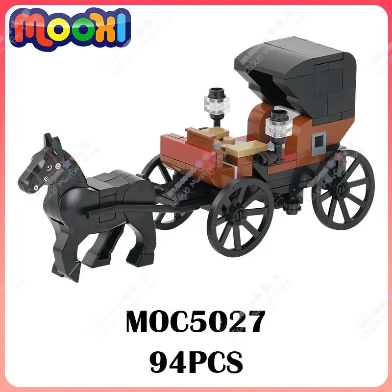 MOC5027 Západné aristokratické kočiarske stavebné bloky Vojenské série Kone Pull sedadlá Modely DIY Zostavujú tehly hračky pre deti