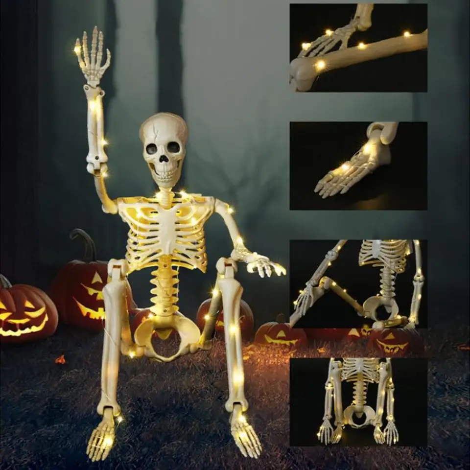 Model kostry v životnej veľkosti Halloween Decoration Realistic Halloween Skeleton Dekorácie dvorov pre prenasledovanie pre vonkajšie miesto na párty