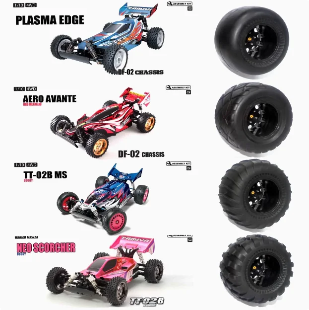 Model RC Model CAR 1/10 Buggy Wheel Rims Tire 4pcs/Set pre Tamiya DF02 DF03 TT02B Elektrická off-road pneumatika 1/10 RC CAR MONSTERC TIRE