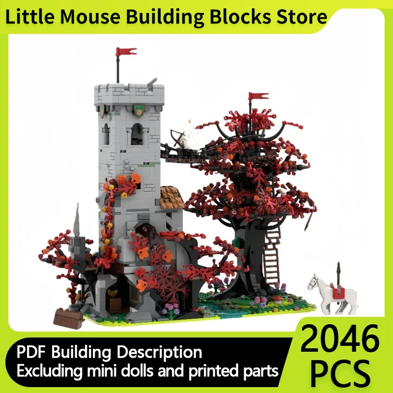 Model stredovekého hradu MOC Budova tehly Red Tree Leaf Fortress Modulárna technológia darčeky Dočiny zostavujú detské hračky