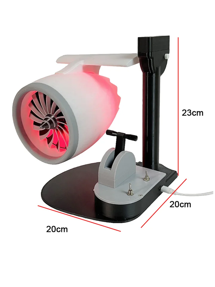 Model Turbofan Model Jetfan Hray Home ventilátor obsahuje ultrazvukovú atomizáciu červené svetlo chvost Flame Plameň 3D vytlačená vynikajúca hračka