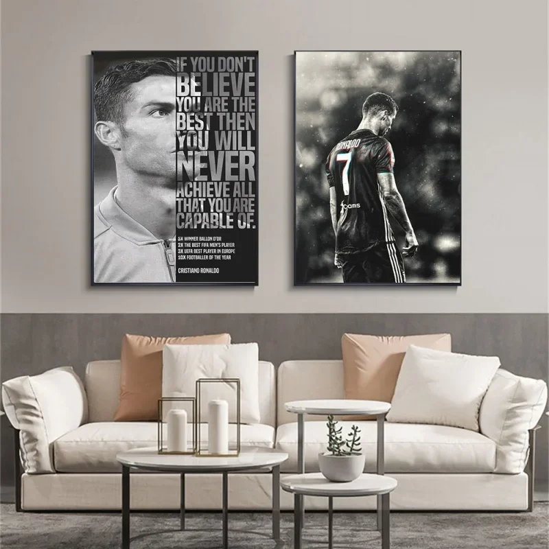 Moderná futbalová hviezda nástenné umenie Inšpirujúce jazykové textové citáty HD Olej na plátne plagáty a výtlačky Domáca obývacia izba Spálňa Decor