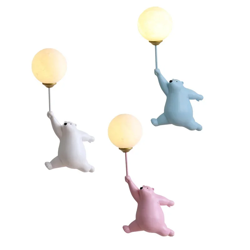 Moderná LED karikatúra nástenné svetlá modrá biela ružová ružová medvedí lampa pre deti deti detská spálňa lôžko ľahké domáce nástenné nástenné nástenné nástenné