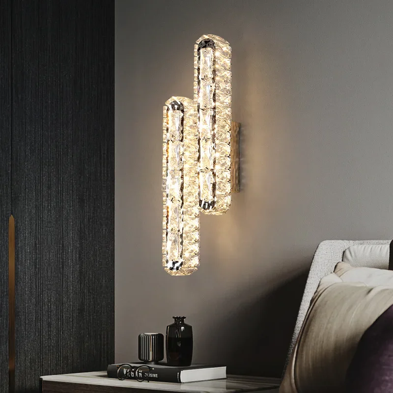 Moderná LED stena lampa krištáľový povrch Mount Mount spál