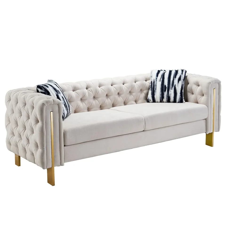 Moderná moderná obývacia izba Chesterfield Sofa Couches Velvet Tkanina