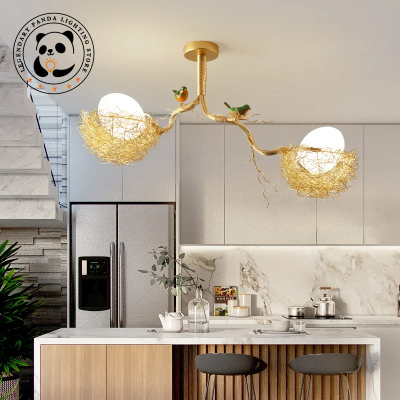 Moderné dizajnérske lustre zlaté vtáčie hniezdo vajíčko Glass Guli Light Lamps Paloble jedáleň
