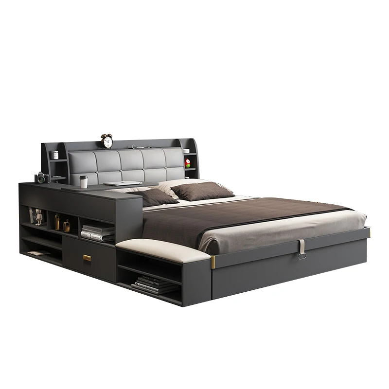 Moderné jednoduché 1,8 m dvojstérové ​​tlakové úložné skrinky King King/Queen Bed/Single MDF Spálňa nábytok