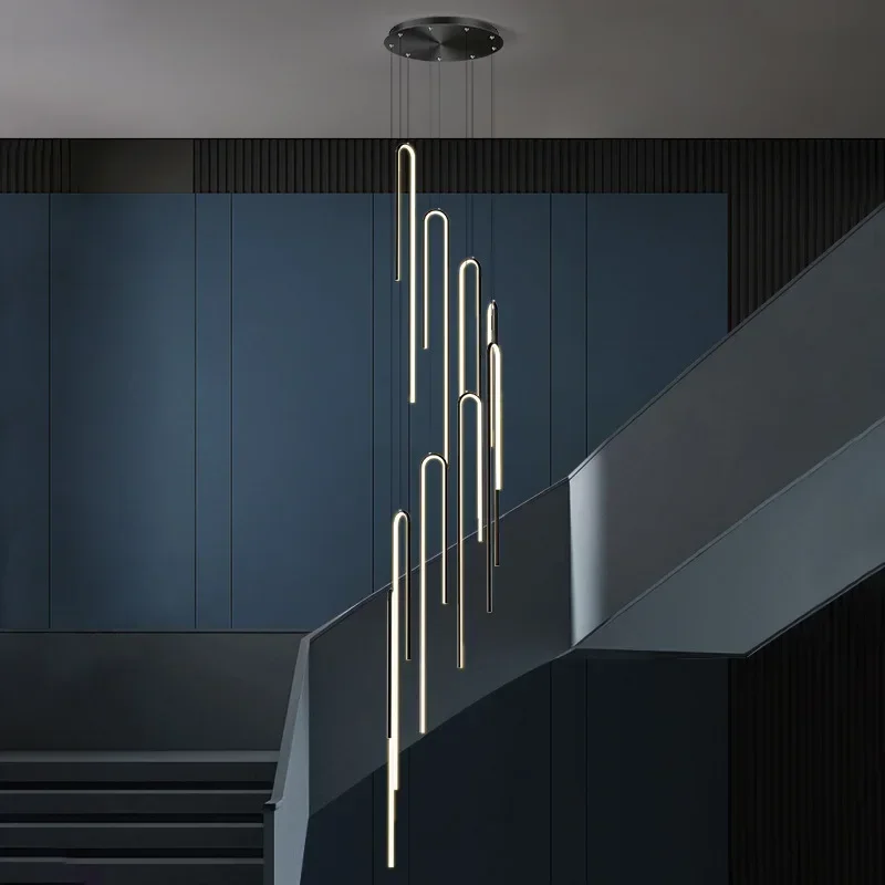 Moderné jednoduché oválne LED LETSKÉ LISTIER LISTRATION Stlmiteľné schodisko podkrovie Villa prívesok Lights Lights Lights Light Room Domáce dekorácie Závesné svietidlo svietidlá