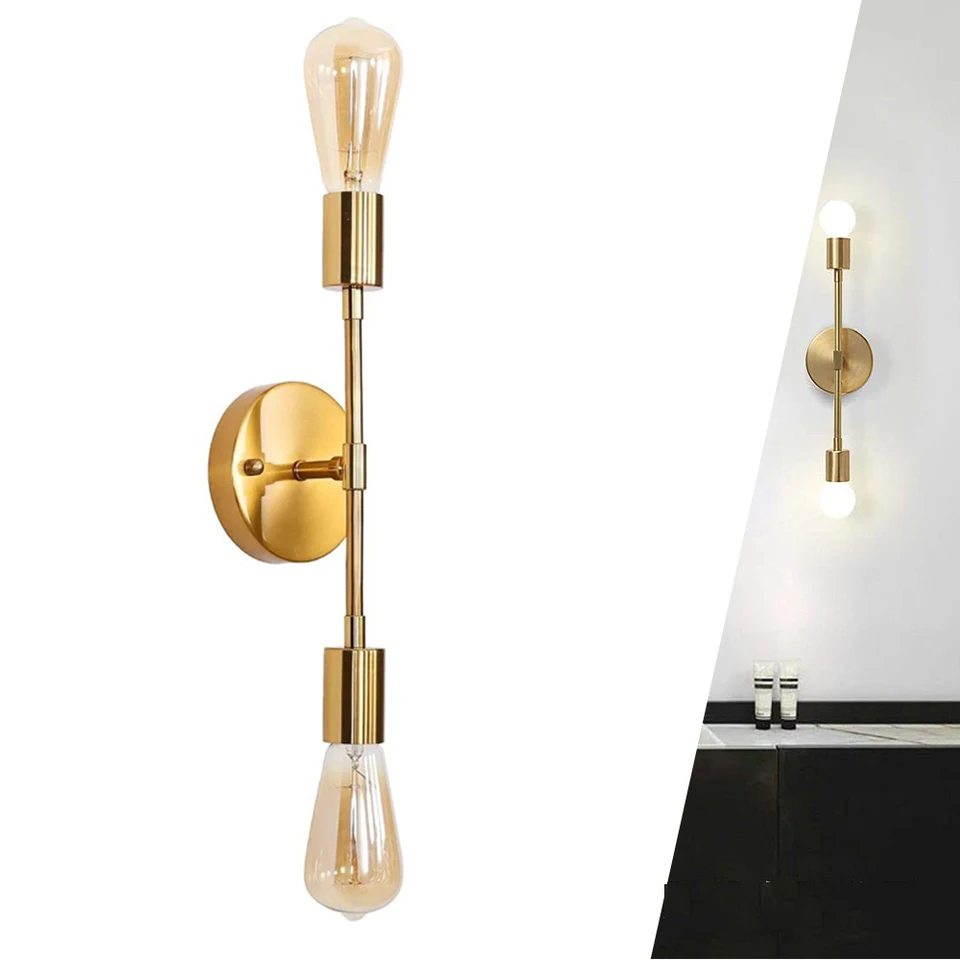 Moderné kreatívne svietidlá na stenu, 2-hlavy stropné osvetlenie minimalistická čierna zlatá spálňa obývacia izba nástenná lampa Sask