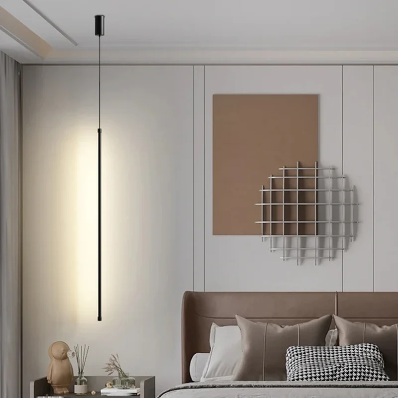 Moderné LED prívesok svetlo minimalistické čierne hliníkové lustre pre jedáleň spálne dekorácie nočné pozadie závesné osvetlenie