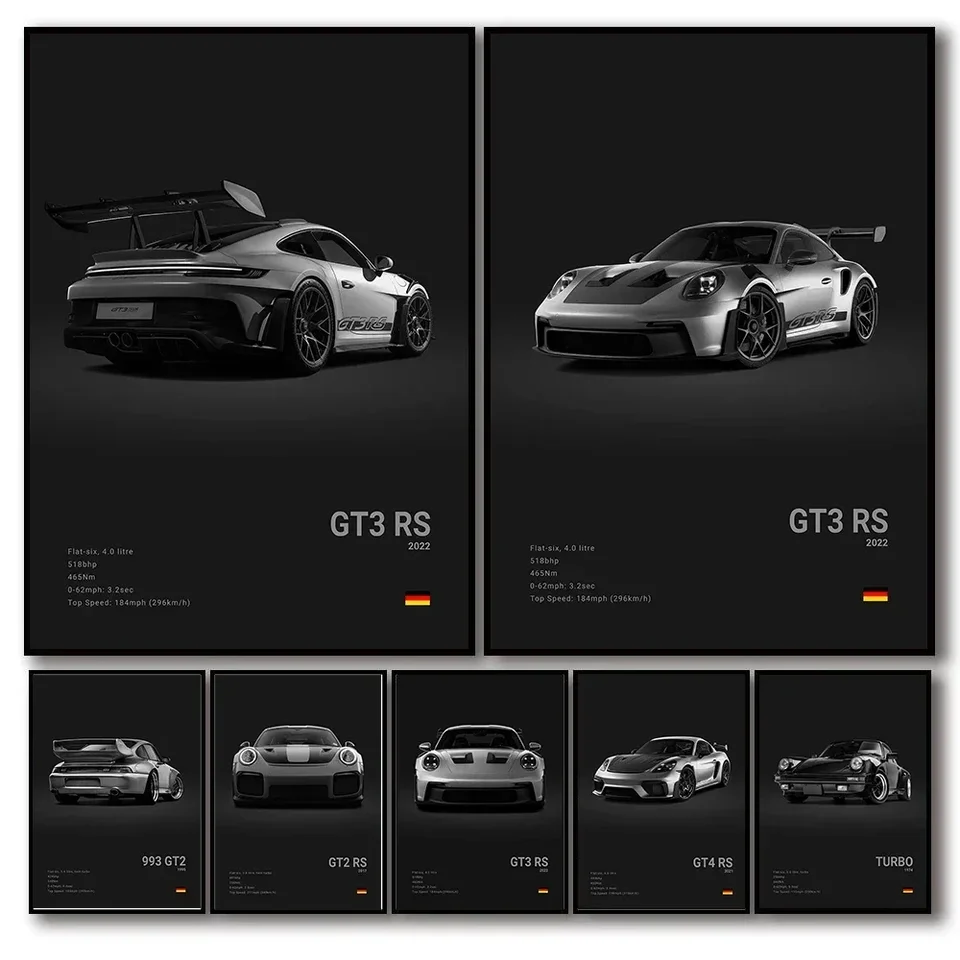 Moderné popové umenie nemecký luxusný supercar 911 GT3 RS Turbo HD Canvas Painting Plagát Domáca spálňa obývacia izba dekorácia darček