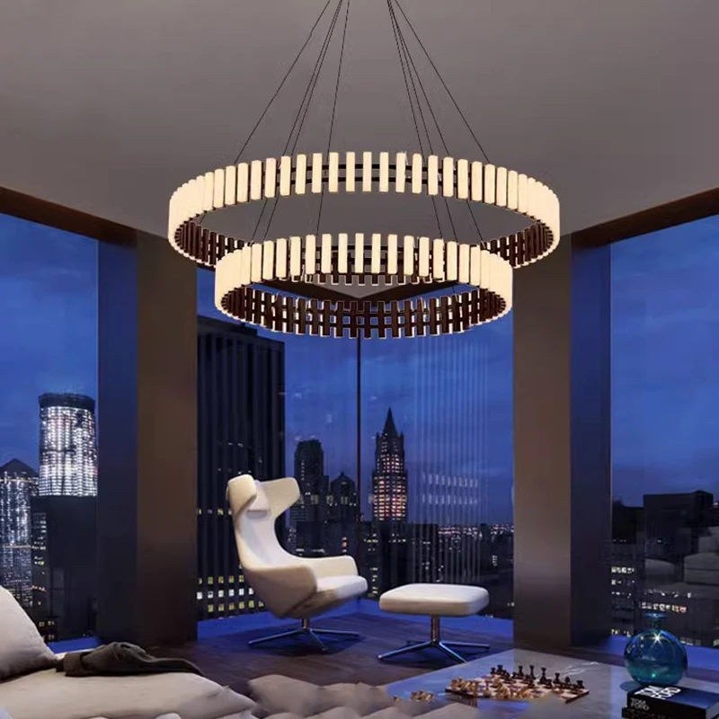 Moderné prsteňové schody LED svetlá prívesok Svetelné žiarovky pre obývaciu izbu LED LISTRELELY pre jedáleň zavesenie svetlo vnútorné osvetlenie