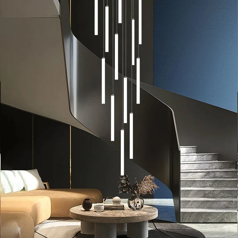 Moderné schodisko LED Strip Ceilin luster duplex budova Kuchynské svetlo Luxusná vilová reštaurácia Attic Obývacia izba visiace lampa