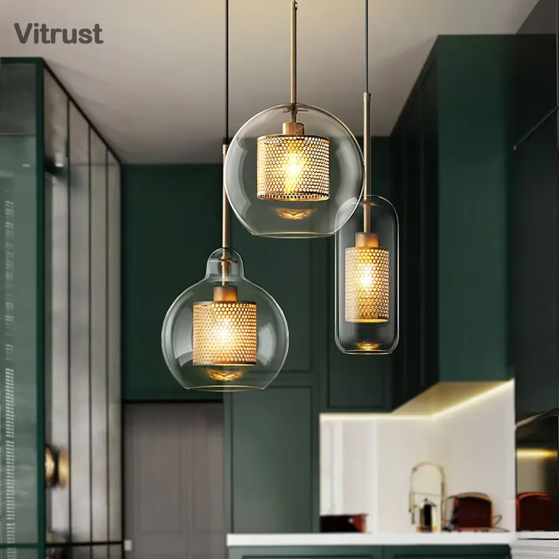 Moderné sklo prívesok Light Nordic Luster Light Dlhá trubica prívesok Lamp