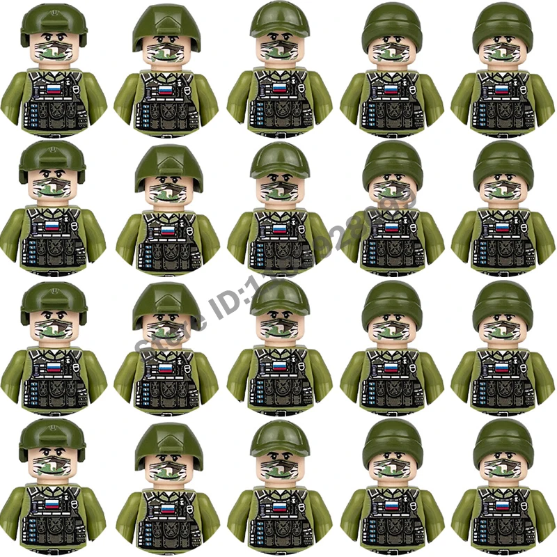 Moderné vojenské postavy stavebné bloky Swat USA Ruský vojaci špeciálnych síl WW2 Nemecko Sovietska armáda zbrane zbrane