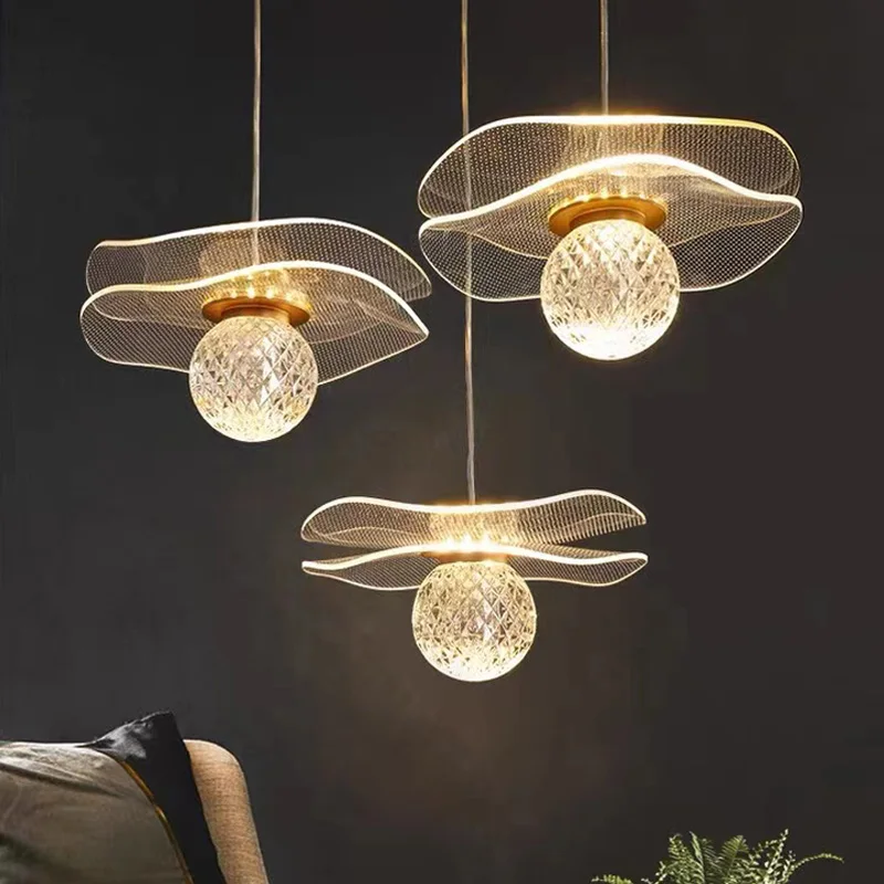 Moderný jednoduchý lampa Lotus Leaf Light môže byť prispôsobený lampa LED Crystal Pendant Light pri lôžku reštaurácie Bar Bar schody