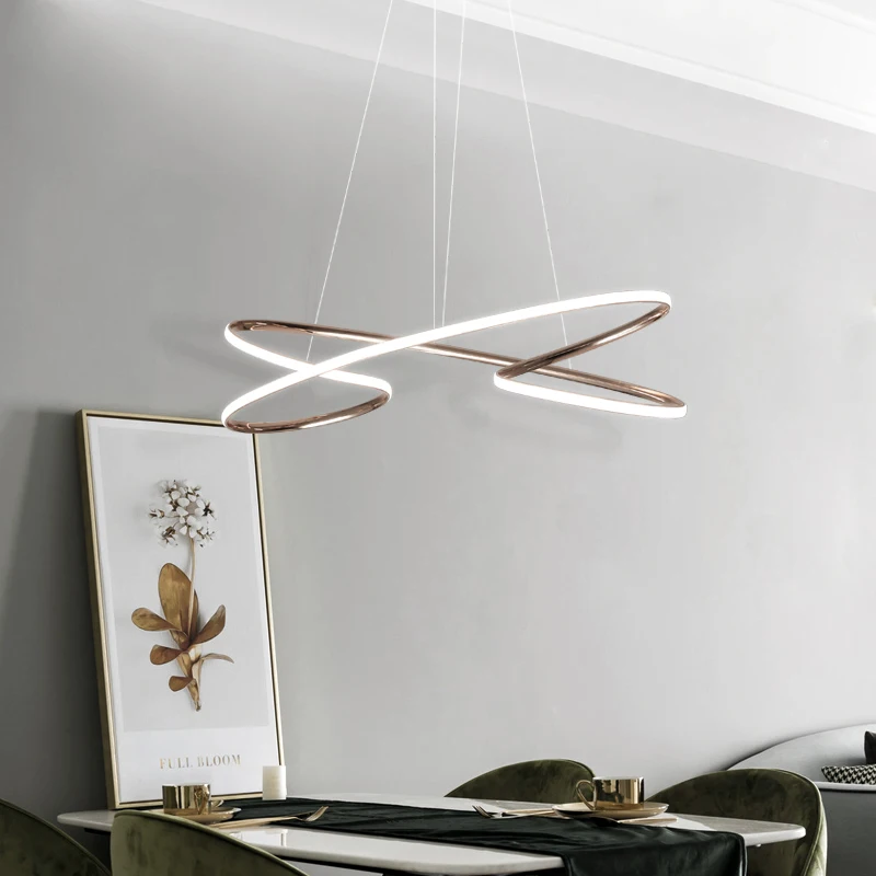 Moderný luster LED, Stlmiteľný stropný lampa, moderky lustre pre jedáleň v obývacej spálni, Gold/Chrome Luster W/Remot