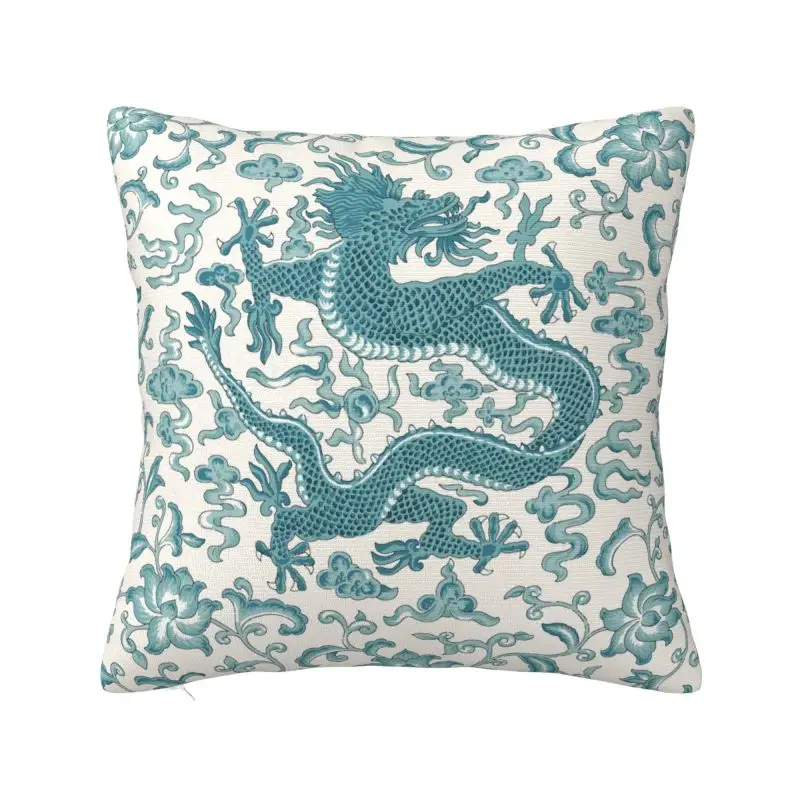 Moderný vintage orientálny chinoiserie Peacock Chien Dragon Sofa Cushion Cover Mäkký ázijský vankúš vankúš pre obývaciu izbu
