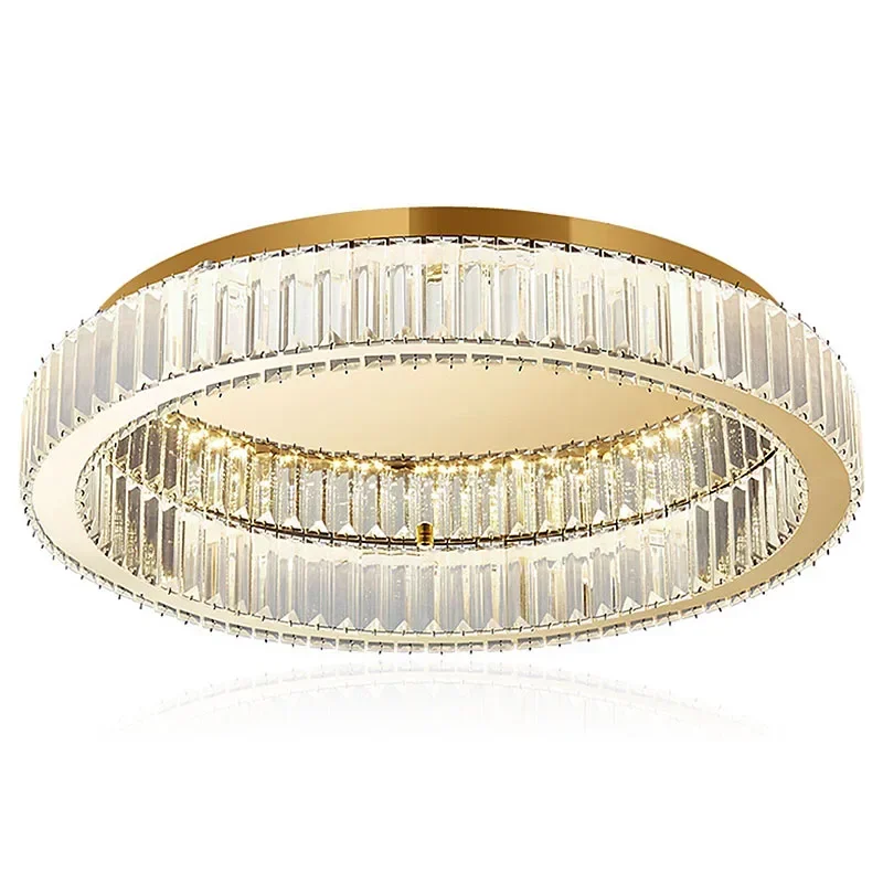 Moderný zlatý kryštálový stropný luster pre obývaciu izbu Spálňa Luxusné okrúhle stropné svetlo LED Vnútorné osvetlenie dekorácie