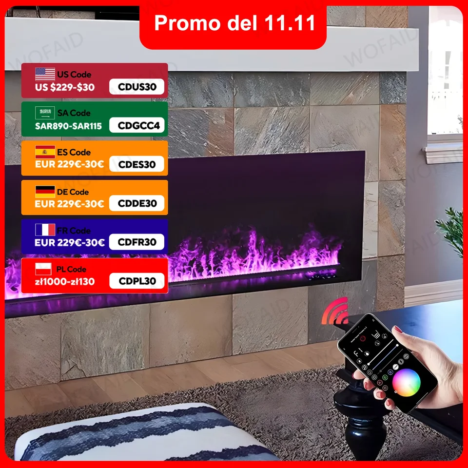 Moderný špičkový dekoračný nábytok Krbový jadro simulácia Flame Holdifier Fire Place vložený kovový atomizácia Krb
