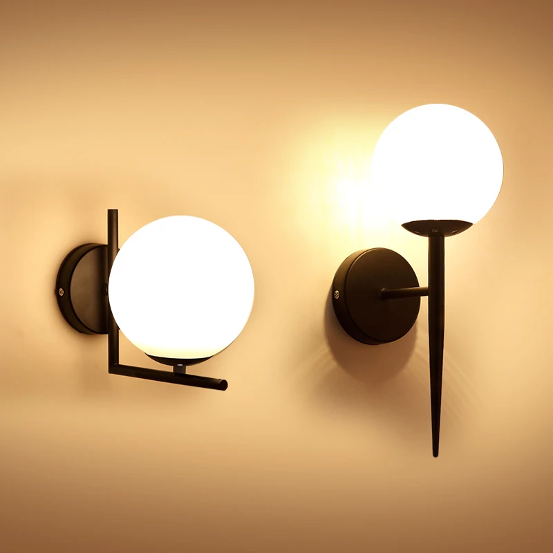 Moderný štýl E27 LED nástenné žiarovky Nordické sklenené guľové svetlá pre priechod chodblá Spálňa SPEAL LAMP SALLICKY AC85-265V