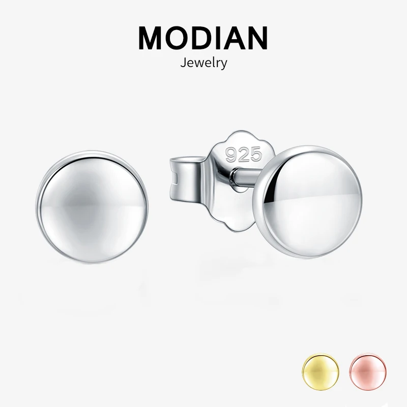 MODIAN HORK PREDAJ 100% 925 Sterling Silver Fashion Cute Luxury Gold & Rose Gold Color Round Stud Cupu pre ženy jemné šperky