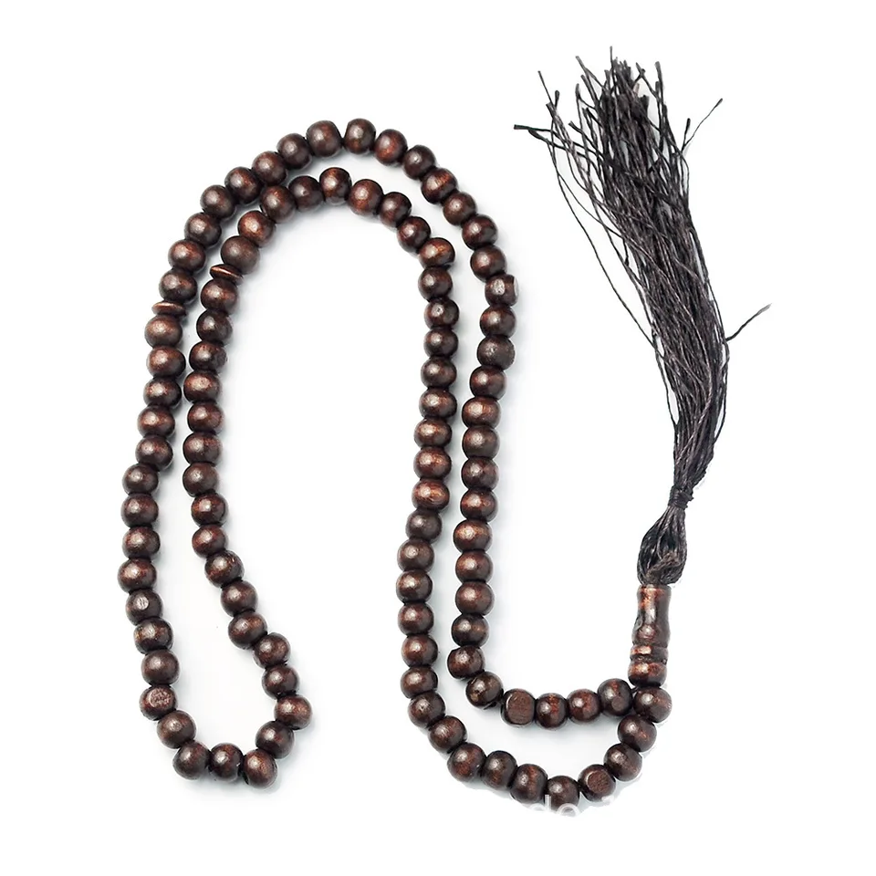 Modlitba z dreva Tasbih 99 Moslimské modlitby perličky Islamské ručné modlitby Práľby Moslimské ružené korálky s Tasselom