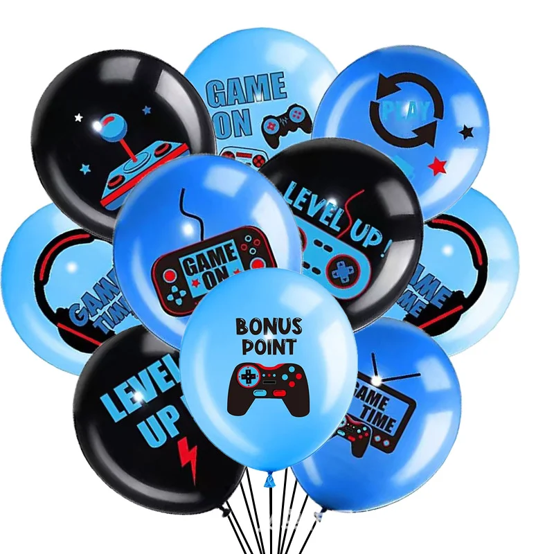 Modrá hra na téme Balóny Videohra ovládač Latex Ballon Happy Boys Game Game Largety Party Kids Favors Gamer Level Up Balon