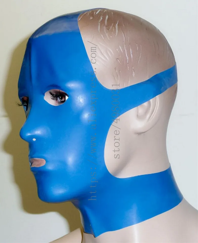 Modrá latexová kapucňa kapucňa (otvorené oči a nosné dierky a ústa) Čo sa vyrába z hrúbky s hrúbkou 0,4 mm prírodné latexové materiály