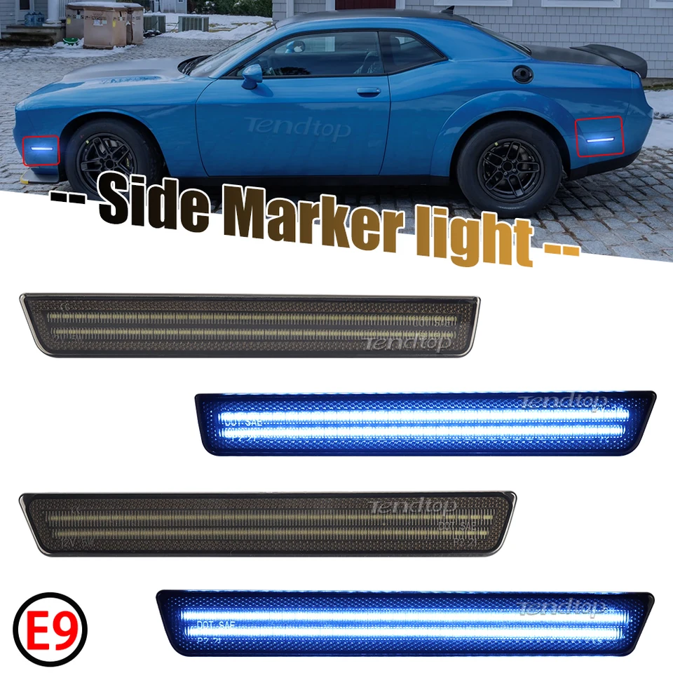 Modrá LED predný zadný nárazník bočné značky Balenia Light pre Dodge Challenger 2015 2016 2017 2018 2019 2020 2021 2022 2023